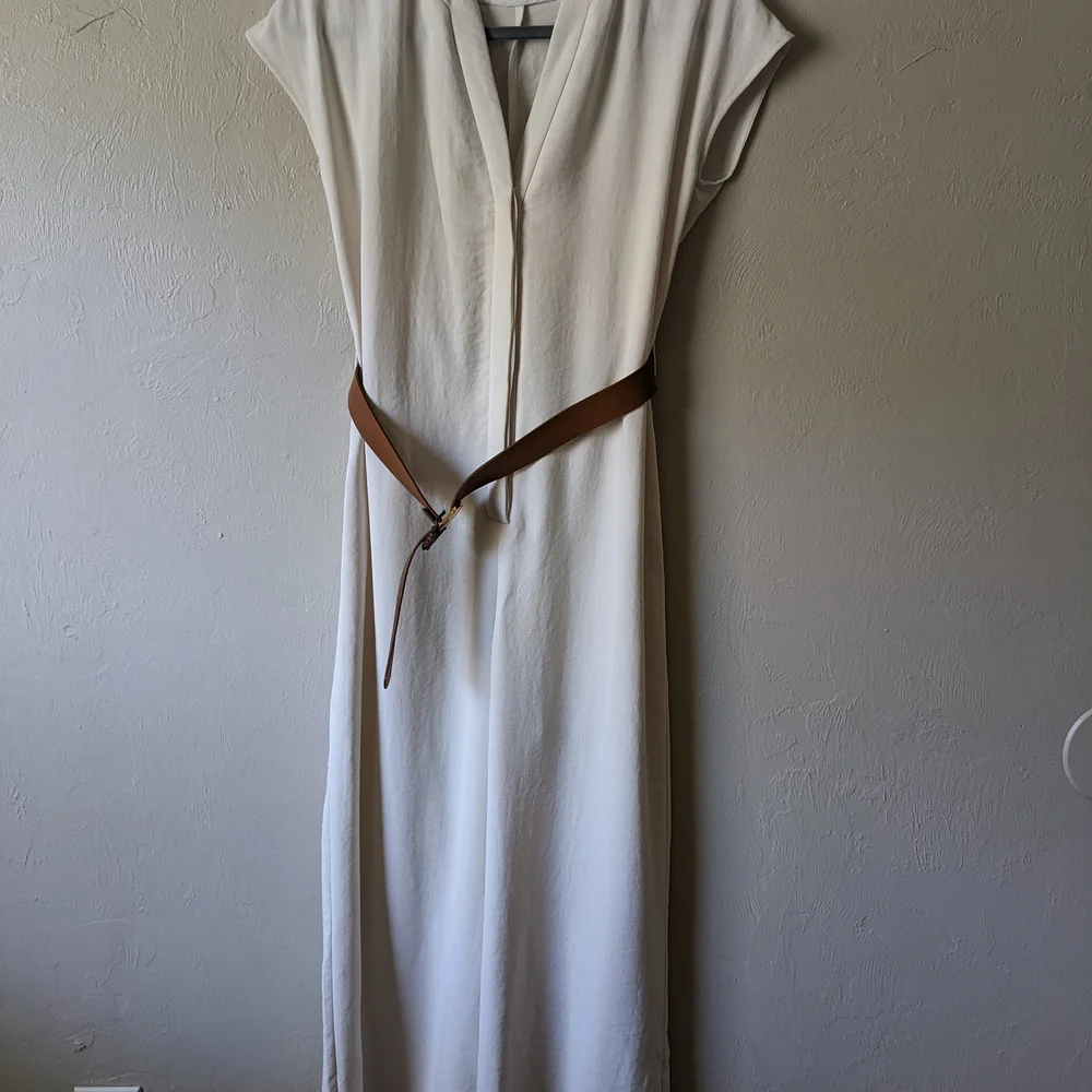 Zara Cream Jumpsuit with Brown Belt - Picture 4 of 9